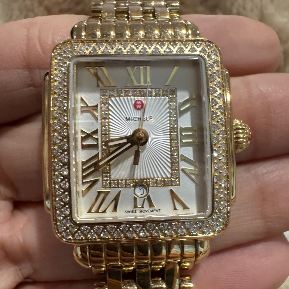 MICHELE DECO -0.60ct. TCW Diamond Lady's 31mm Watch, Bracelet 7.5” MWW06G000003 - Picture 7 of 13